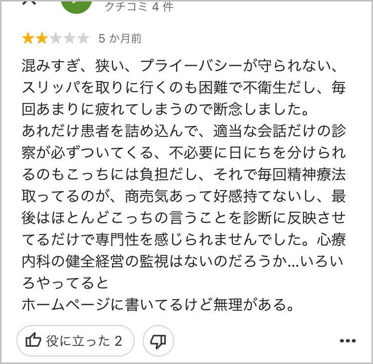 大阪ビル火災の心療内科「西梅田こころとからだのクリニック」の口コミが酷い！Googleマップの口コミ「混みすぎ、狭い、プライバシーが守られない」